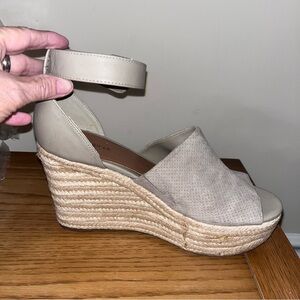 Gray Espadrille Wedge Sandals with Ankle Strap
